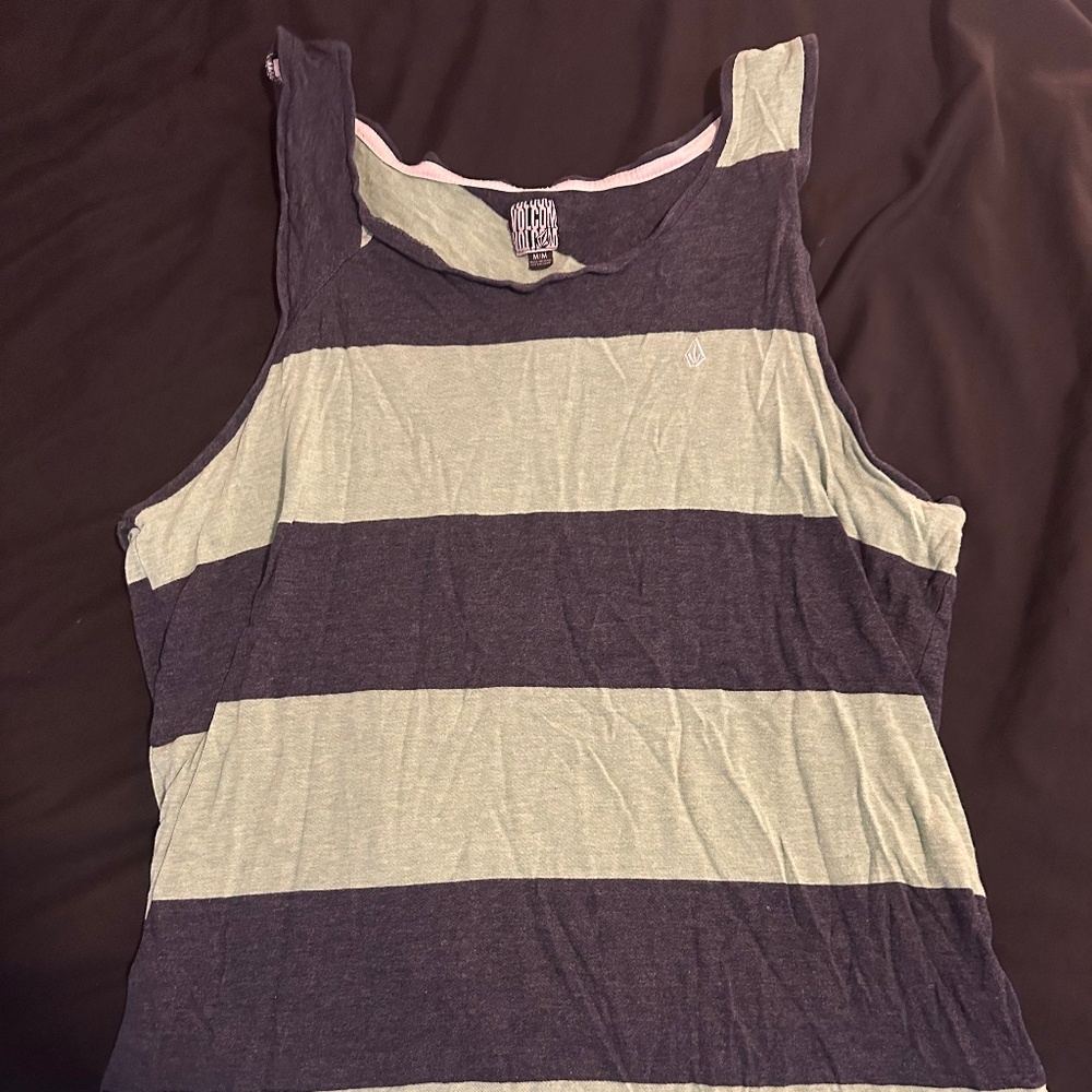 Volcom Tank Top green/grey stripes Size M